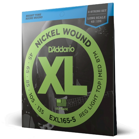 Immagine di Corde D’Addario EXL165 per basso, 5 corde, Nickel Wound, Custom Light, 45-135, Long Scale