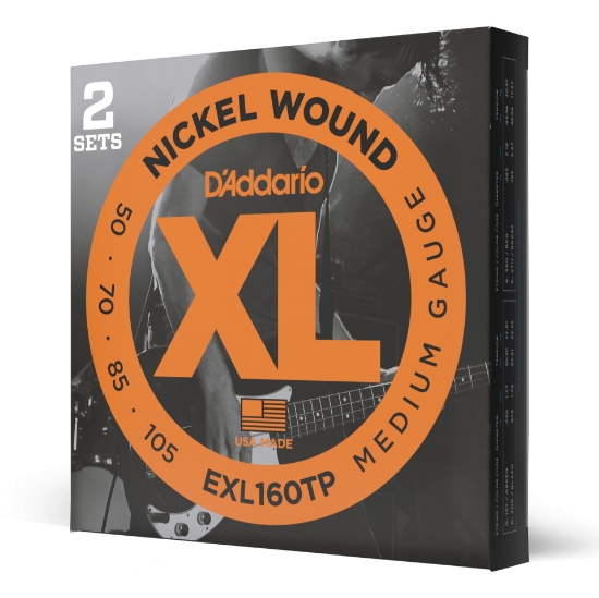 Immagine di Corde D’Addario EXL160TP per basso, Nickel Wound, Medium, 50-105, 2 set, Long Scale