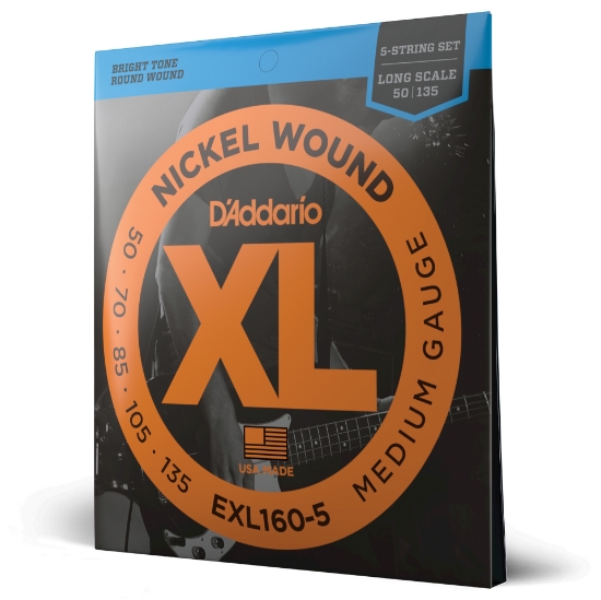 Immagine di Corde D’Addario EXL160-5 per basso, 5 corde, Nickel Wound, Medium, 50-135, Long Scale