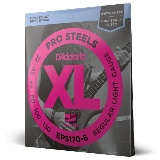 Immagine di Corde D’Addario EPS170-6 ProSteels per basso, 6 corde, Light, 32-130, Long Scale