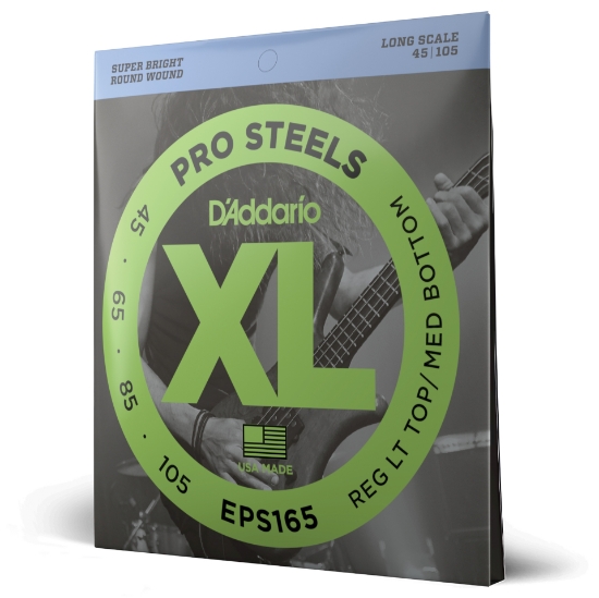 Immagine di Corde D’Addario EPS165 ProSteels per basso, Custom Light, 45-105, Long Scale