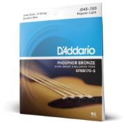 Immagine di Corde D'Addario EPBB170-5 in bronzo fosforoso per basso acustico, 5 corde, 45-130, Long Scale