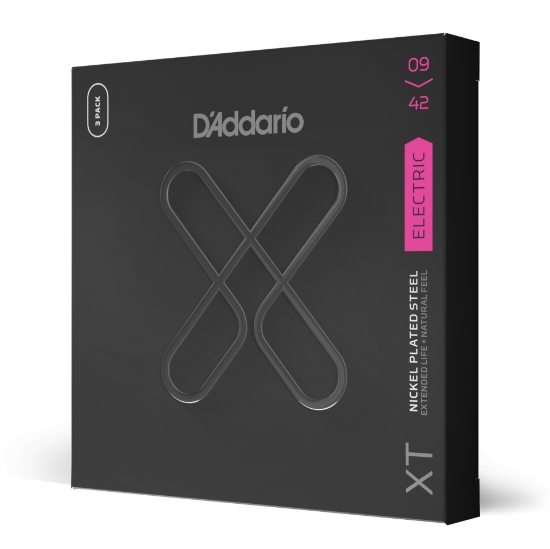Immagine di D'Addario XTE0942, XT - Corde in acciaio placcate al nickel per chitarra elettrica, scalatura super leggera, 09-42, confezione da tre mute