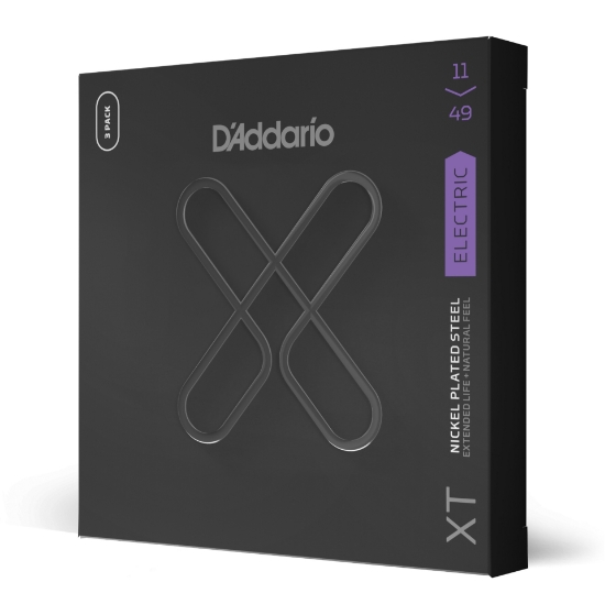 Immagine di D'Addario XTE1149, XT - Corde in acciaio placcate al nickel per chitarra elettrica, scalatura media, 11-49, confezione da tre mute