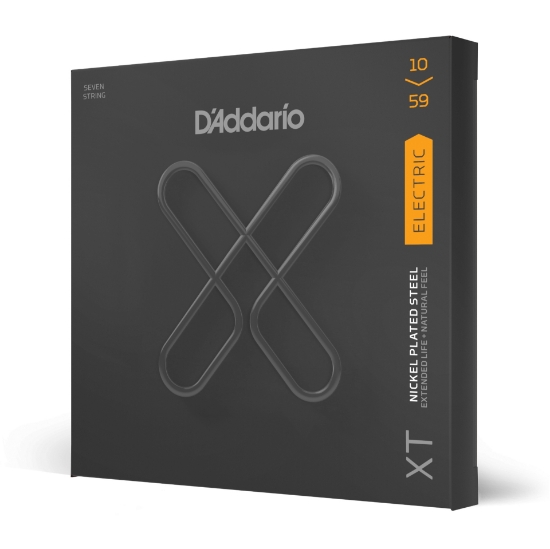 Immagine di D'Addario XTE1059, XT - Corde in acciaio placcate al nickel per chitarra elettrica, scalatura leggera normale, 7 corde, 10-59