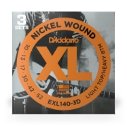 Immagine di Corde D’Addario EXL140-3D per chitarra elettrica, Nickel Wound, Light Top/Heavy Bottom, 10-52, 3 set