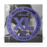 Immagine di Corde D’Addario EXL115-3D per chitarra elettrica, Nickel Wound, Medium/Blues-Jazz Rock, 11-49, 3 set