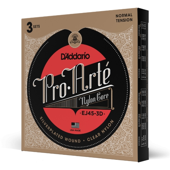 Immagine di Corde D'Addario EJ45-3D Pro-Arte in nylon per chitarra classica, tensione normale, 3 set