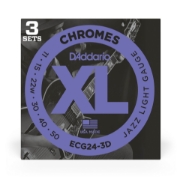 Immagine di D'Addario ECG24-3D Chromes - Corde flatwound avvolte per chitarra elettrica, scalatura leggera jazz, 11-50, 3 mute