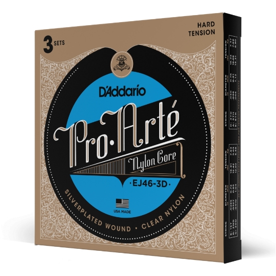 Immagine di Corde D'Addario EJ46-3D Pro-Arte in nylon per chitarra classica, tensione forte, 3 set