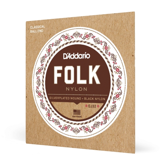 Immagine di Corde D’Addario EJ32 in nylon per chitarra folk, con pallino finale, Silver Wound/cantini in nylon nero
