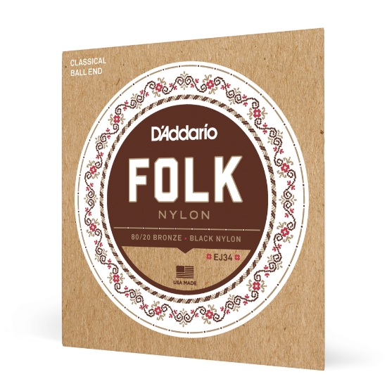 Immagine di Corde D’Addario EJ34 in nylon per chitarra folk, con pallino finale, bronzo 80/20/cantini in nylon nero