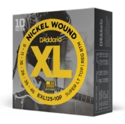 Immagine di Corde D'Addario EXL125-10P per chitarra elettrica, Nickel Wound, Super Light Top/Regular Bottom, 9-46, 10 set