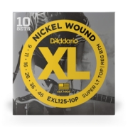 Immagine di Corde D'Addario EXL125-10P per chitarra elettrica, Nickel Wound, Super Light Top/Regular Bottom, 9-46, 10 set