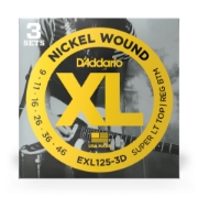 Immagine di Corde D’Addario EXL125-3D per chitarra elettrica, Nickel Wound, Super Light Top/Regular Bottom, 9-46, 3 set