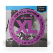 Immagine di Corde D'Addario EXL120-8 per chitarra elettrica, 8 corde, Nickel Wound, Super Light, 9-65
