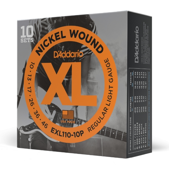 Immagine di Corde D’Addario EXL110-10P per chitarra elettrica, Nickel Wound, Regular Light, 10-46, 10 set