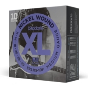 Immagine di Corde D’Addario EXL115-10P per chitarra elettrica, Nickel Wound, Medium/Blues-Jazz Rock, 11-49, 10 set