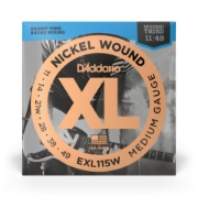 Immagine di Corde D’Addario EXL115 per chitarra elettrica, Nickel Wound, Medium/Blues-Jazz Rock, avvolgimento terza corda, 11-49