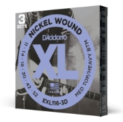 Immagine di D'Addario EXL116-3D - Corde avvolte in nickel per chitarra elettrica, scalatura media per i cantini / pesante per i bassi, 11-52, 3 mute