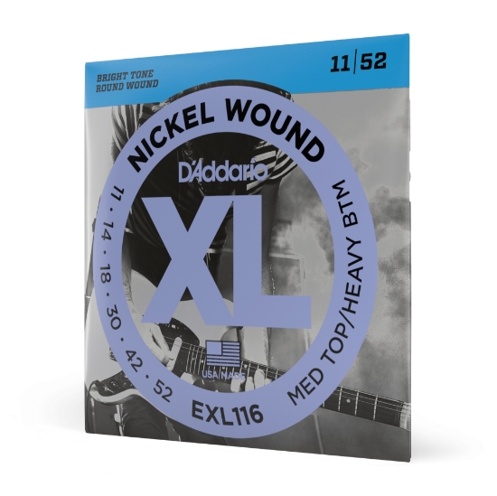 Immagine di Corde D’Addario EXL116 per chitarra elettrica, Nickel Wound, Medium Top/Heavy Bottom, 11-52