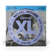 Immagine di Corde D’Addario EXL116 per chitarra elettrica, Nickel Wound, Medium Top/Heavy Bottom, 11-52
