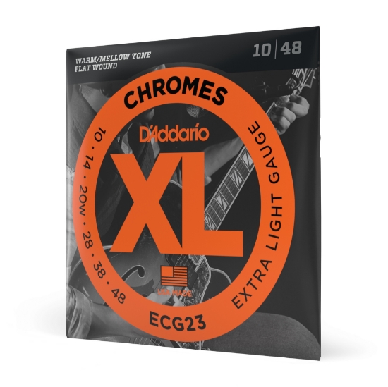 Immagine di Corde D'Addario ECG23 Chromes per chitarra elettrica, Flat Wound, Extra Light, 10-48