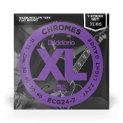 Immagine di Corde D'Addario ECG24-7 Chromes per chitarra elettrica, 7 corde, Flat Wound, Jazz Light, 11-65