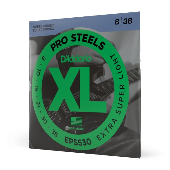 Immagine di Corde D’Addario EPS530 ProSteels per chitarra elettrica, Extra-Super Light, 8-38