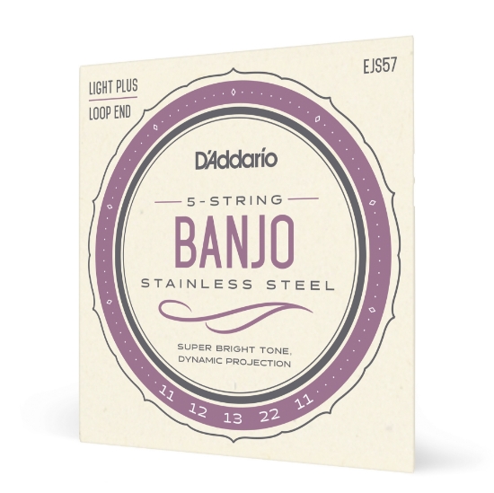 Immagine di D'Addario EJS57 5-String Banjo Strings, Stainless Steel, Custom Medium, 11-22