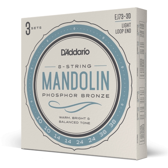 Immagine di D'Addario EJ73 - Corde in fosforo-bronzo per mandolino, scalatura leggera, 10-38, 3 mute