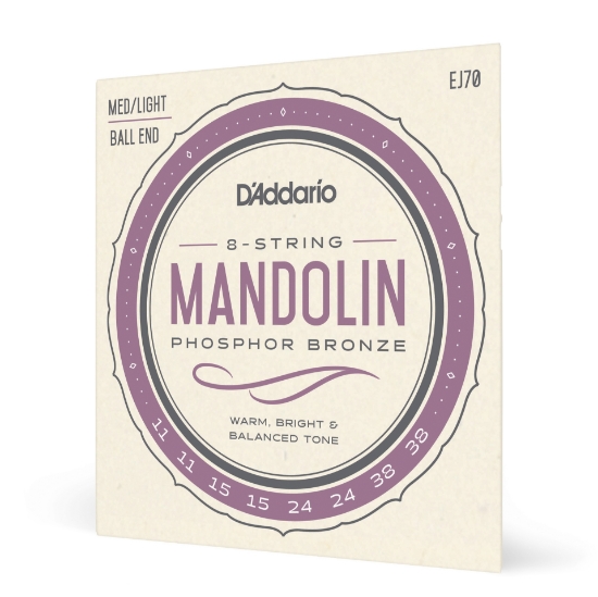 Immagine di Corde D'Addario EJ70 in bronzo fosforoso per mandolino, con pallino finale, Medium/Light, 11-38