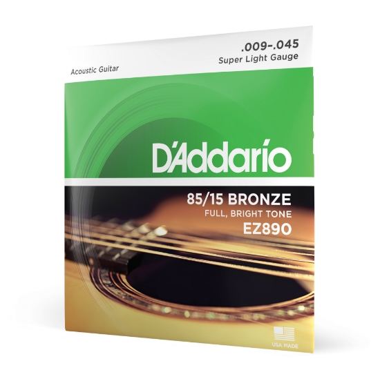 Immagine di Corde D’Addario EZ890 in bronzo 85/15 per chitarra acustica, Super Light, 9-45