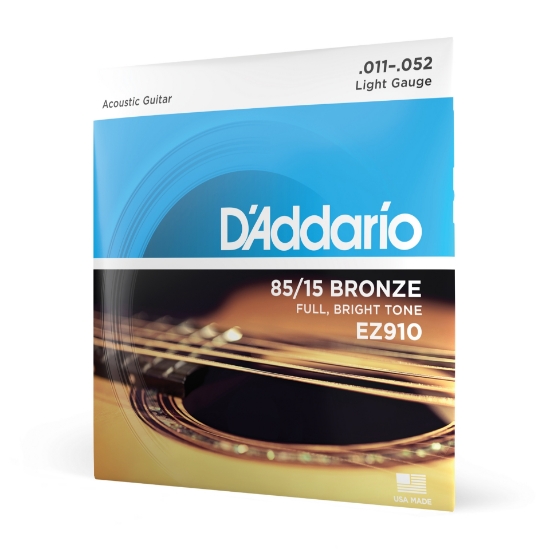 Immagine di Corde D’Addario EZ910 in bronzo 85/15 per chitarra acustica, Light, 11-52