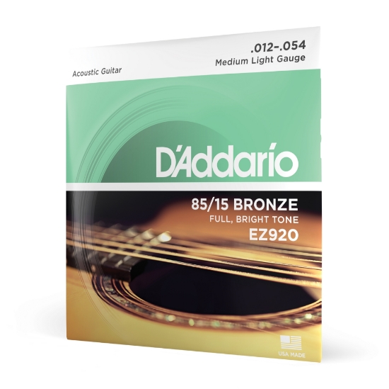 Immagine di Corde D’Addario EZ920 in bronzo 85/15 per chitarra acustica, Medium Light, 12-54