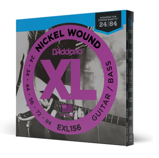 Immagine di D'Addario EXL156 - Corde avvolte in nickel per chitarra elettrica/Corde avvolte in nickel per basso, per Fender Bass VI, 24-84