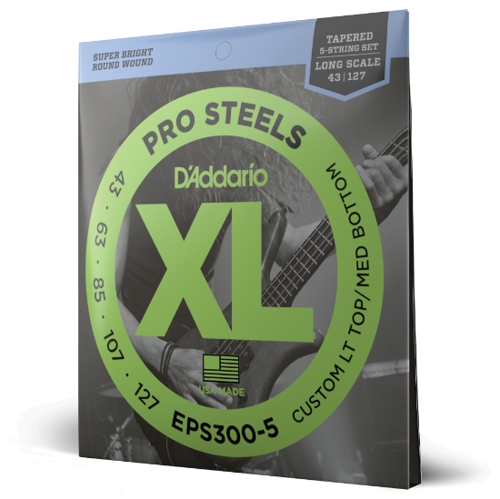 Immagine di D'Addario EPS300-5 ProSteels - Corde per basso a 5 corde, scalatura leggera custom, 43-127, scala lunga