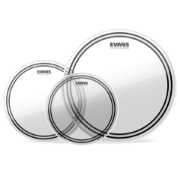 Immagine di Confezione da 3 pelli trasparenti EVANS EC2 per tom rispettivamente di 10 ", 12 " e 16 ", Rock