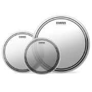 Immagine di Confezione da 3 pelli trasparenti EVANS EC2 per tom rispettivamente di 12 ", 13 " e 16 ", Standard