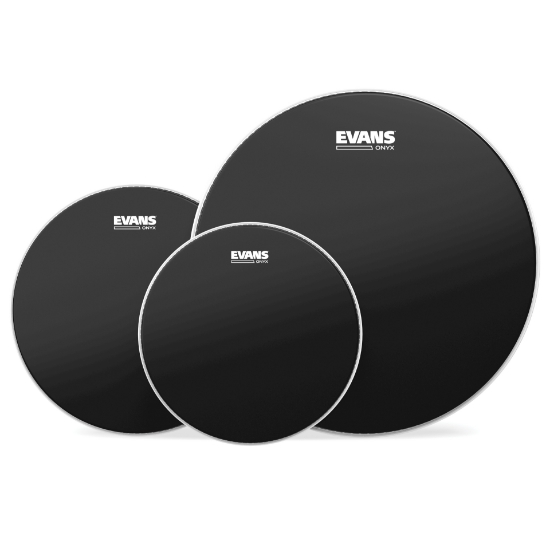 Immagine di Confezione da 3 pelli sabbiate a doppio strato EVANS Onyx per tom rispettivamente di 10 ", 12 " e 14 ", Fusion
