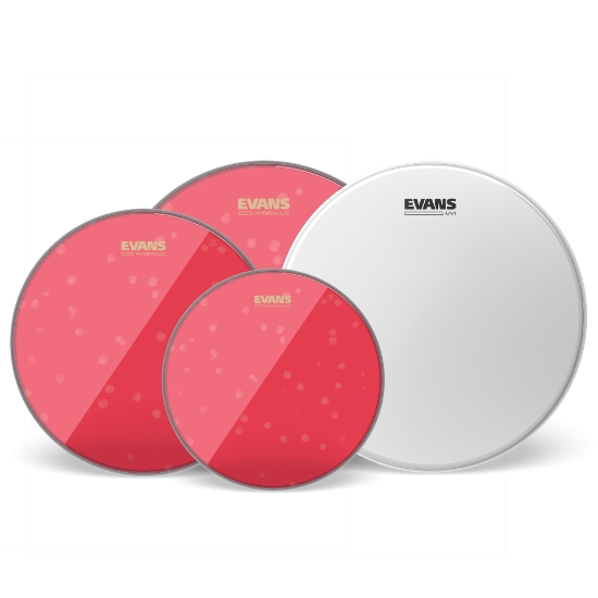 Immagine di EVANS Hydraulic Red Fusion - Confezione pelli (10", 12", 14") con pelle battente per rullante con rivestimento UV1