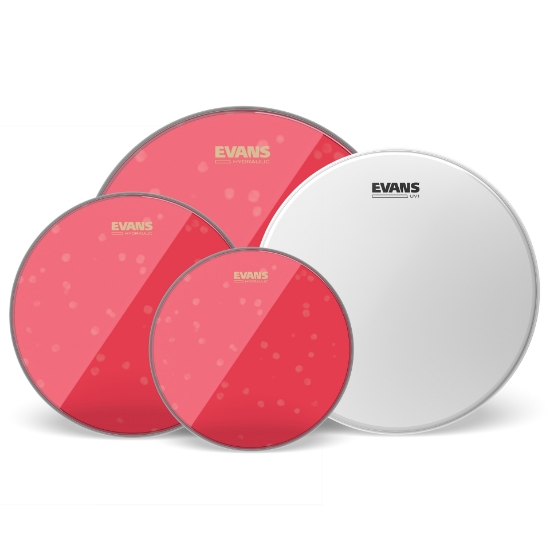 Immagine di EVANS Hydraulic Red Rock - Confezione pelli (10", 12", 16") con pelle battente per rullante con rivestimento UV1