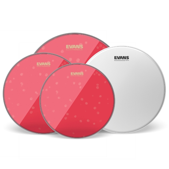 Immagine di EVANS Hydraulic Red Standard - Confezione pelli (12", 13", 16") con pelle battente per rullante con rivestimento UV1