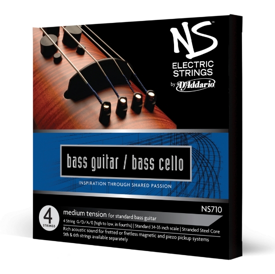 Immagine di Set di corde D'Addario NS per basso/violoncello elettrici, scala 4/4, tensione media