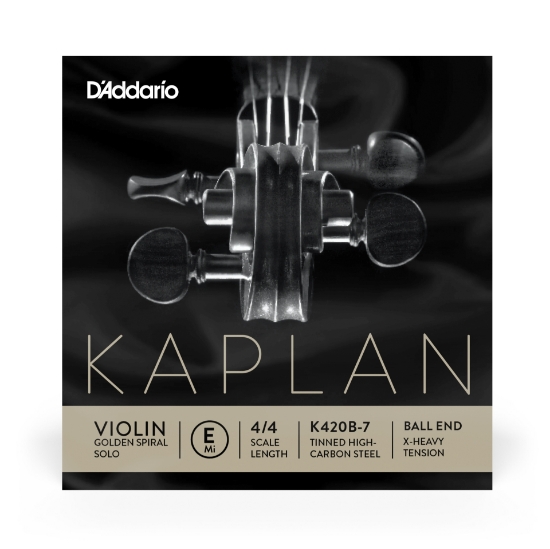 Immagine di D'Addario Kaplan Ball End Violin - Singola corda Mi per violino, scala 4/4, tensione extra alta, con terminale a pallino