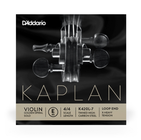 Immagine di D'Addario Kaplan Loop End Violin - Singola corda Mi per violino, scala 4/4, tensione extra alta, con terminale a cappio