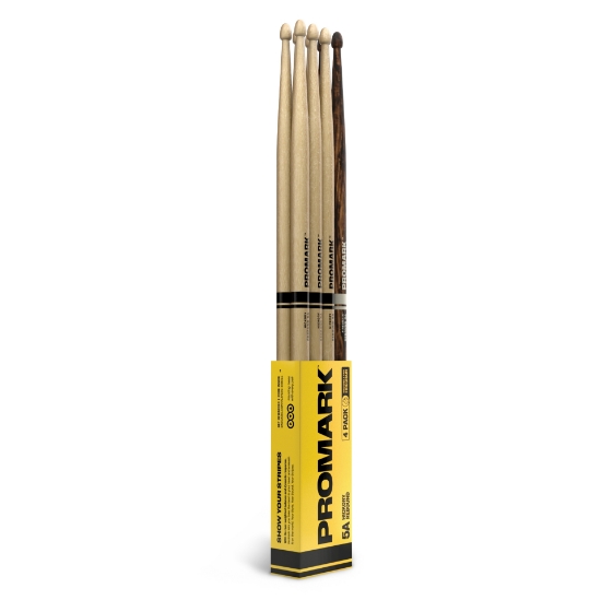 Immagine di Bacchette ProMark Rebound 5A in noce americano, punta acorn in legno, confezione da 4