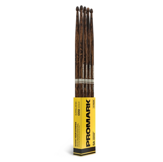 Immagine di Bacchette ProMark Rebound 5A FireGrain in noce americano, punta acorn in legno, confezione da 4
