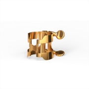 Immagine di Legatura H e copribocchino per bocchini stile Selmer per sassofono baritono, finitura placcata oro