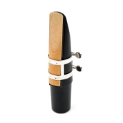 Immagine di Legatura e copribocchino Rico per sassofono baritono, finitura placcata nichel